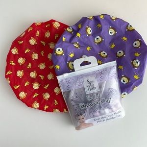 [ Spa Bella Bouffant Shower Cap - Set of 3 - Lion Monkey Banana King Crown ]
